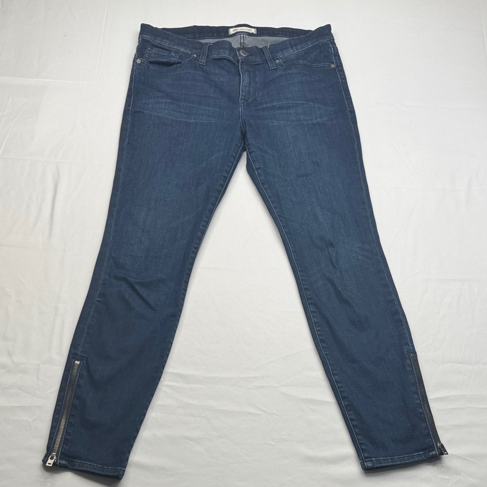 Madewell Skinny Skinny Jeans with Ankle Zippers size 31 dark wash blue denim